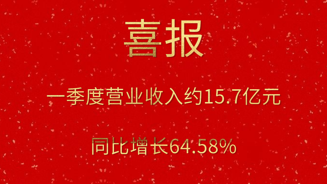 公司一季度实现营业收入约15.7亿元，，，，，，同比增添64.58%
